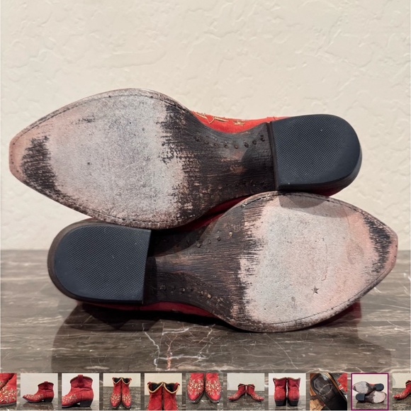 Liberty Black Red Leather Floral Embroidered Cowboy Boots - Picture 10 of 10